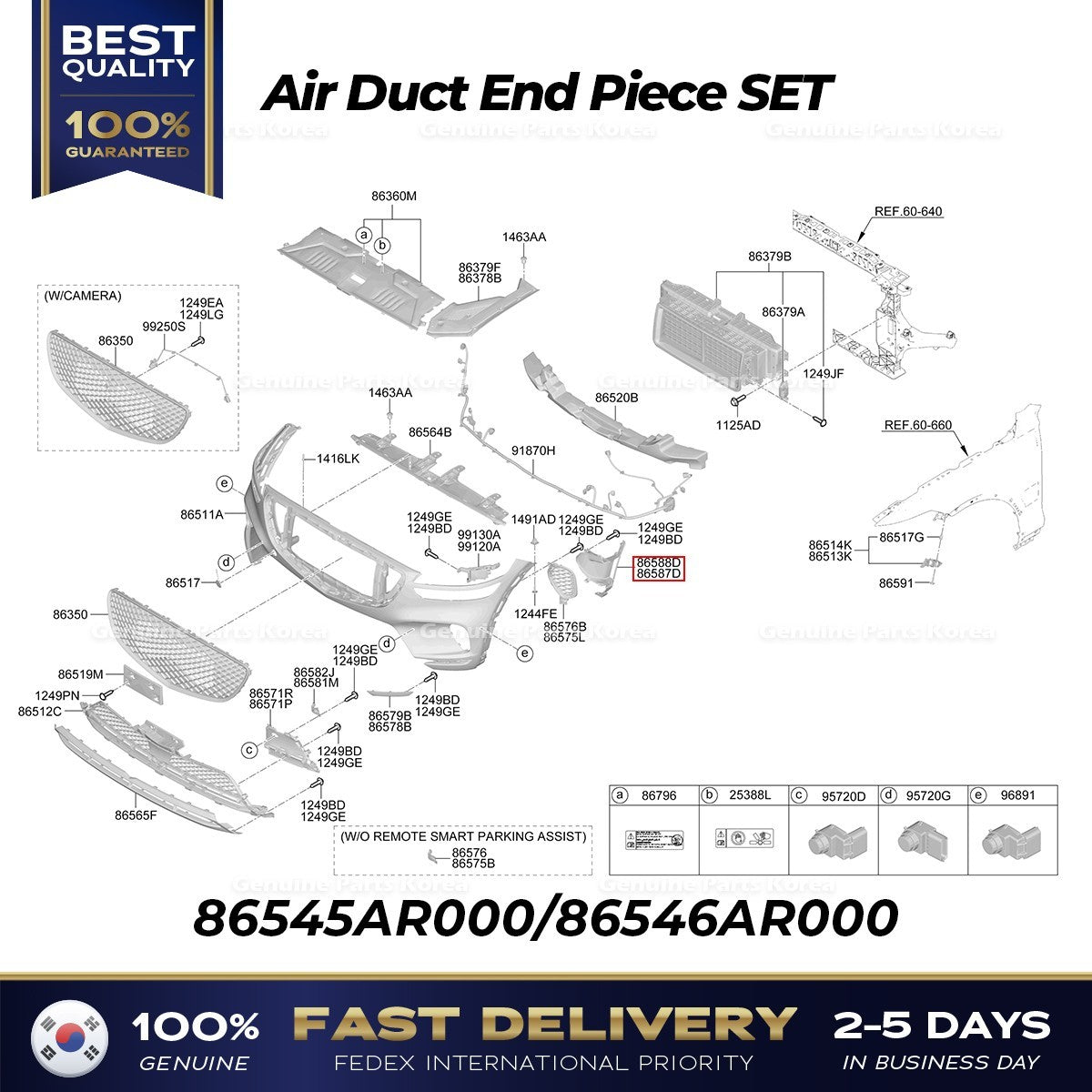 Genuine Air Duct End Piece SET 86545AR000 86546AR000 for Hyundai Genesis GV70