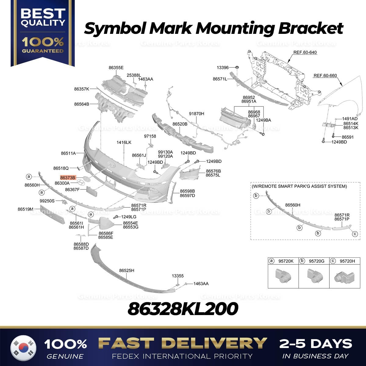 Genuine Symbol Mark Mounting Bracket 224102U001 for Hyundai Ioniq 6