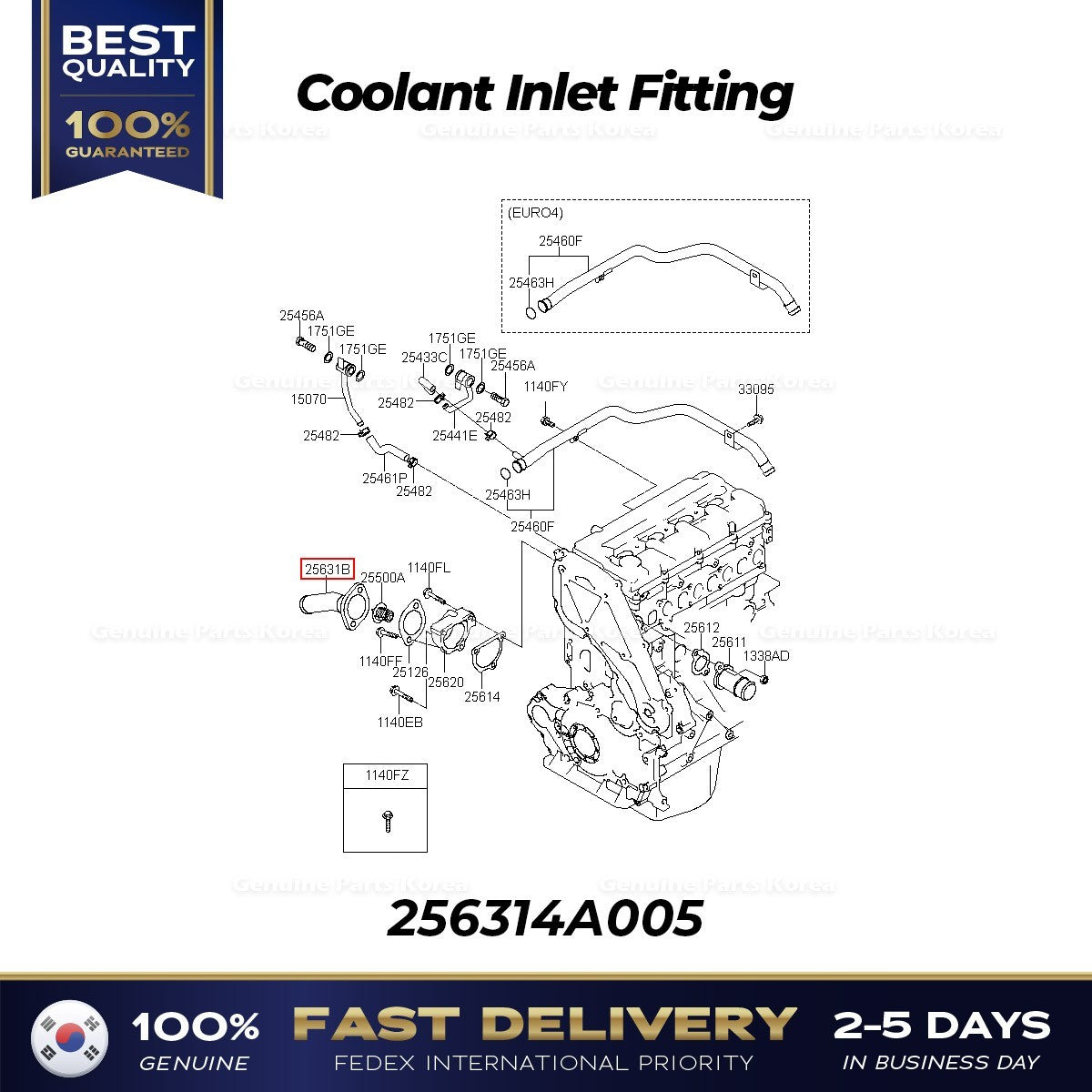 Genuine Coolant Inlet Fitting 256314A005 for Hyundai Porter II