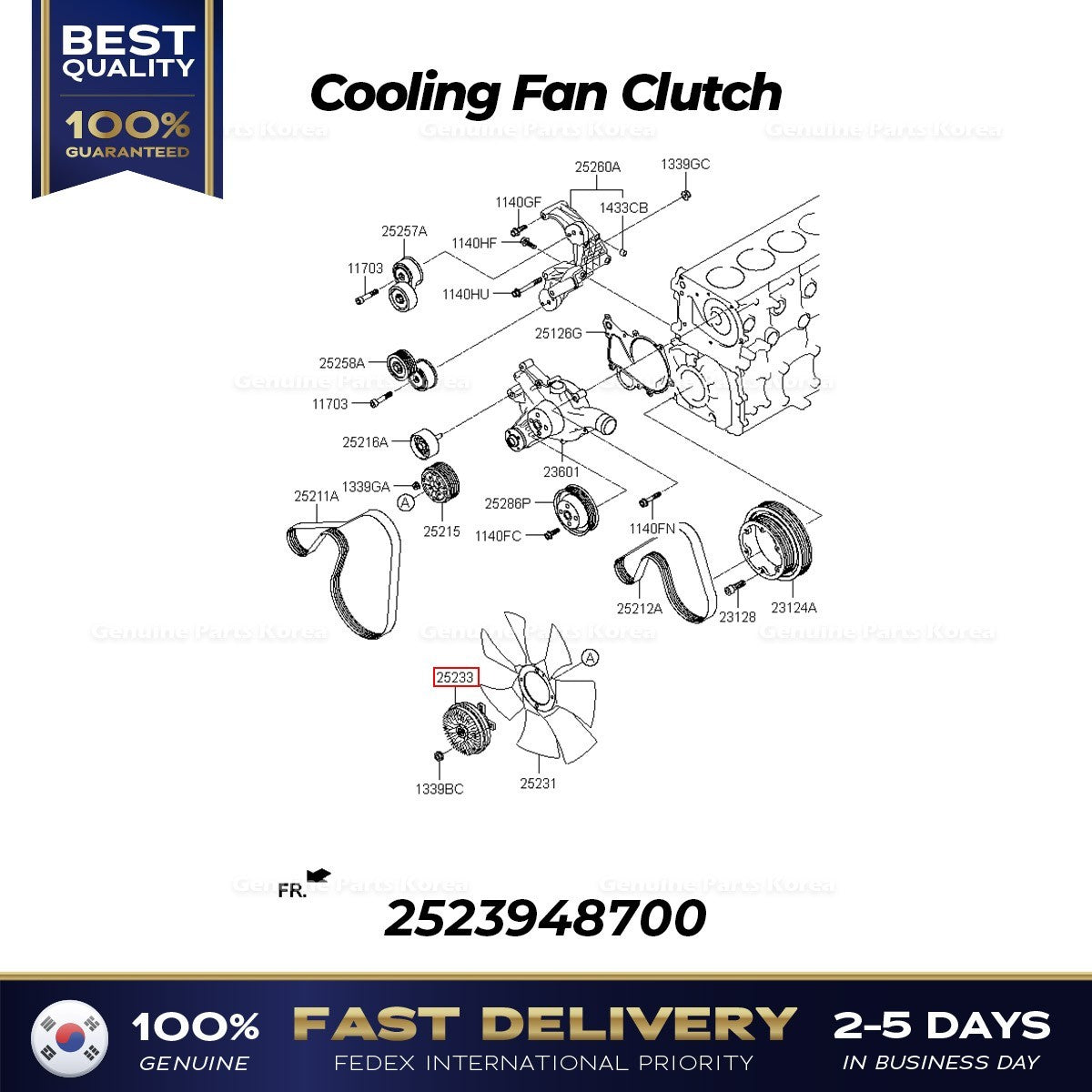 Genuine Cooling Fan Clutch 2523948700 for Hyundai Mighty