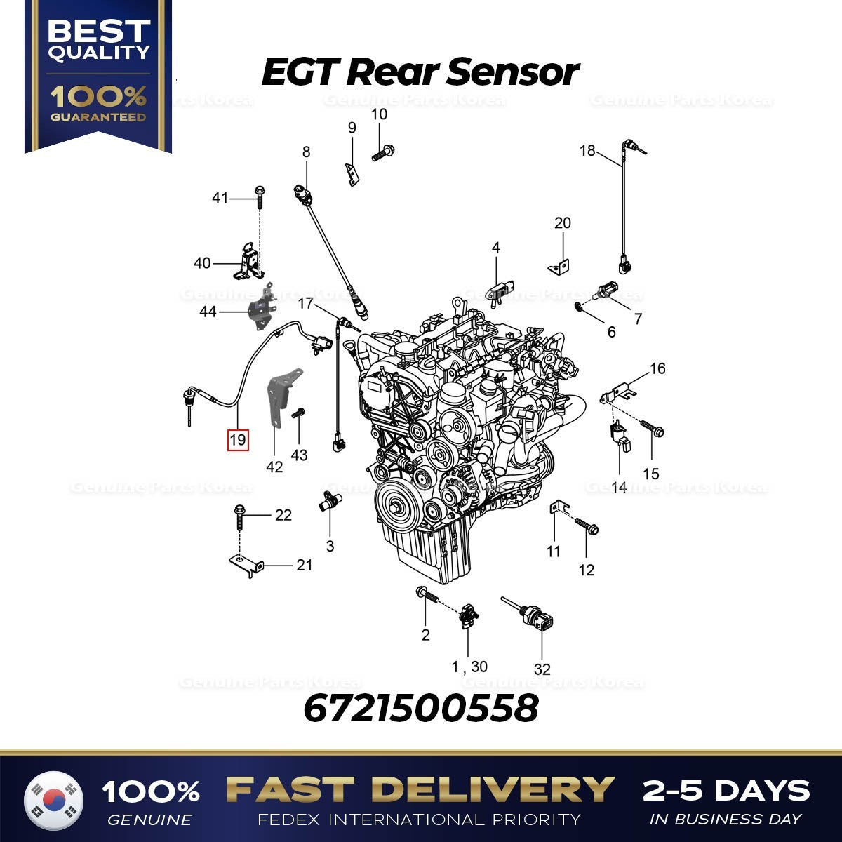 Genuine EGT Rear Sensor 6721500558 for Ssangyong Rexton G4