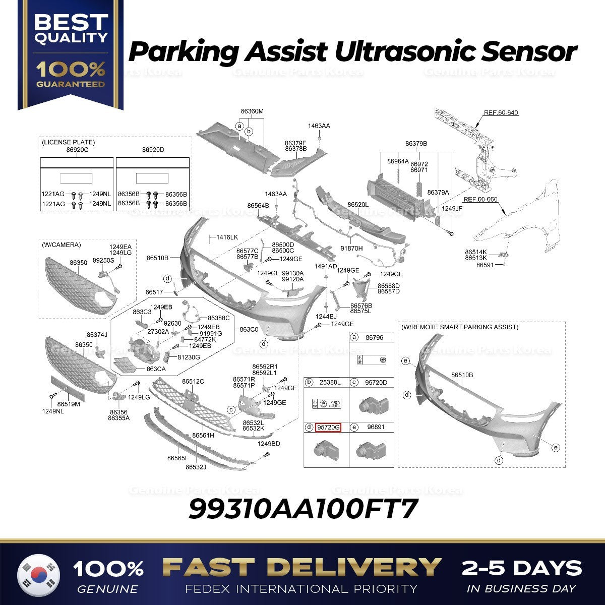 Genuine Parking Assist Ultrasonic Sensor 99310AA100FT7 for Genesis GV70