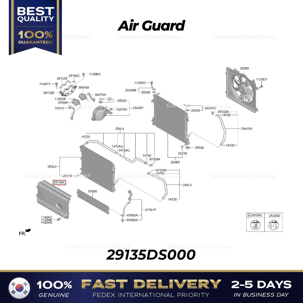 Genuine Air Guard 29135DS000 for Hyundai Genesis Electrified GV70