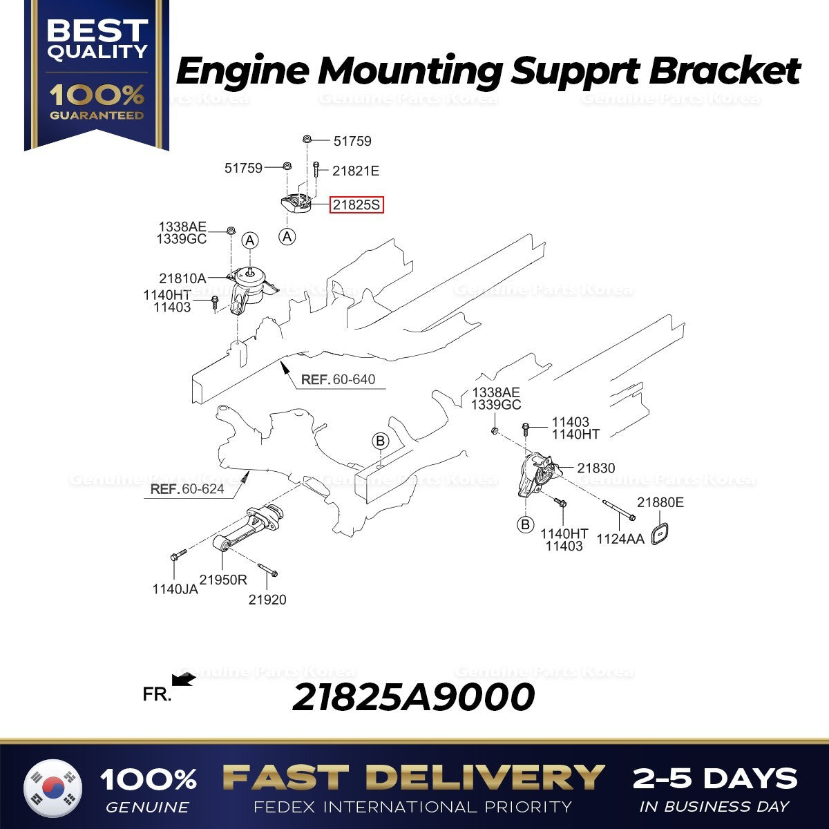 Genuine Engine Mounting Support Bracket 21825A9000 for Kia Sedona Sorento