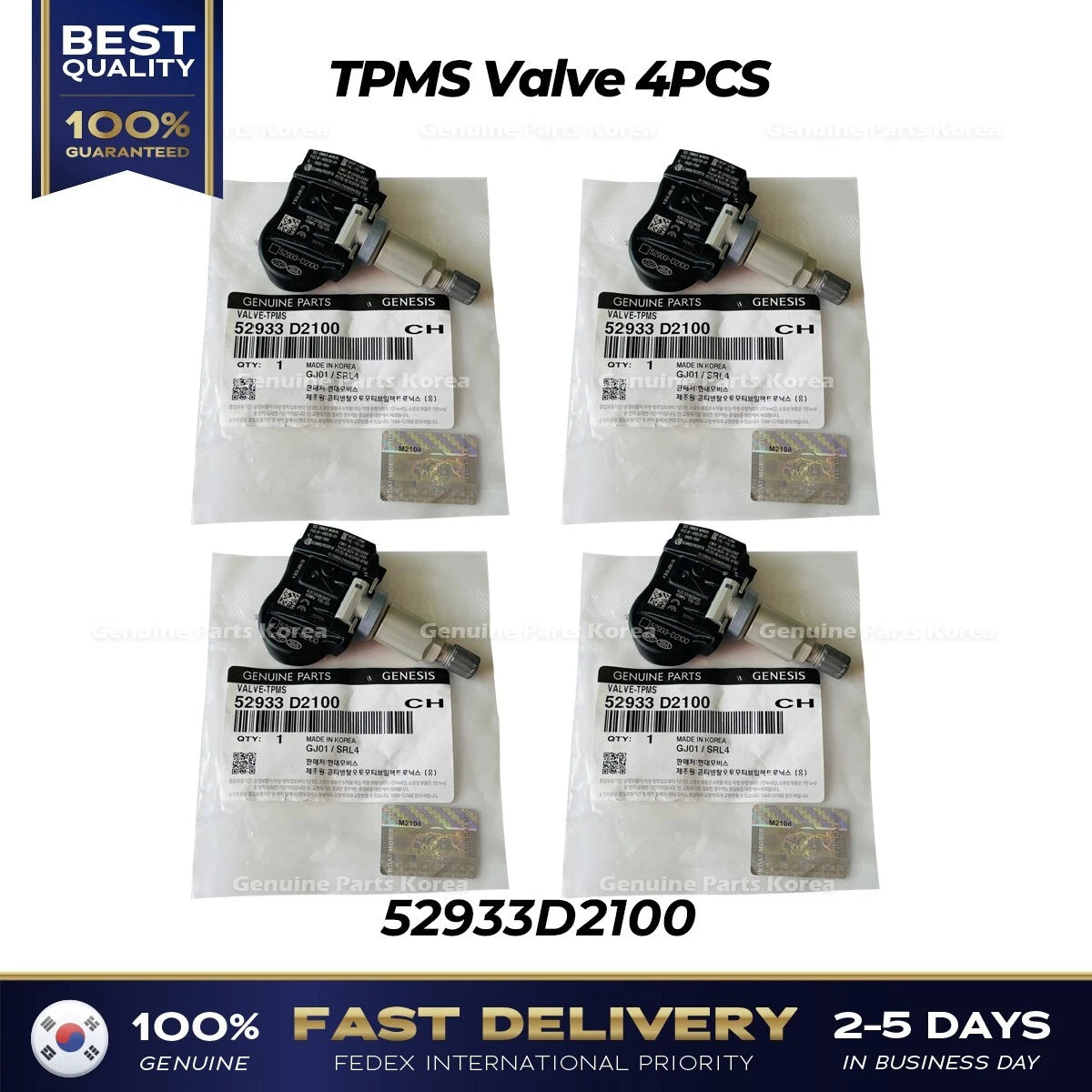 ⭐Genuine⭐ TPMS Valve 4PCS 52933D2100 for Hyundai Genesis G80 G90 GV80