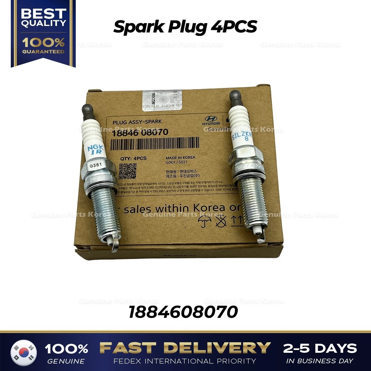 ⭐Genuine⭐ Spark Plug 4PCS 1884608070 for Hyundai Tucson Sonata