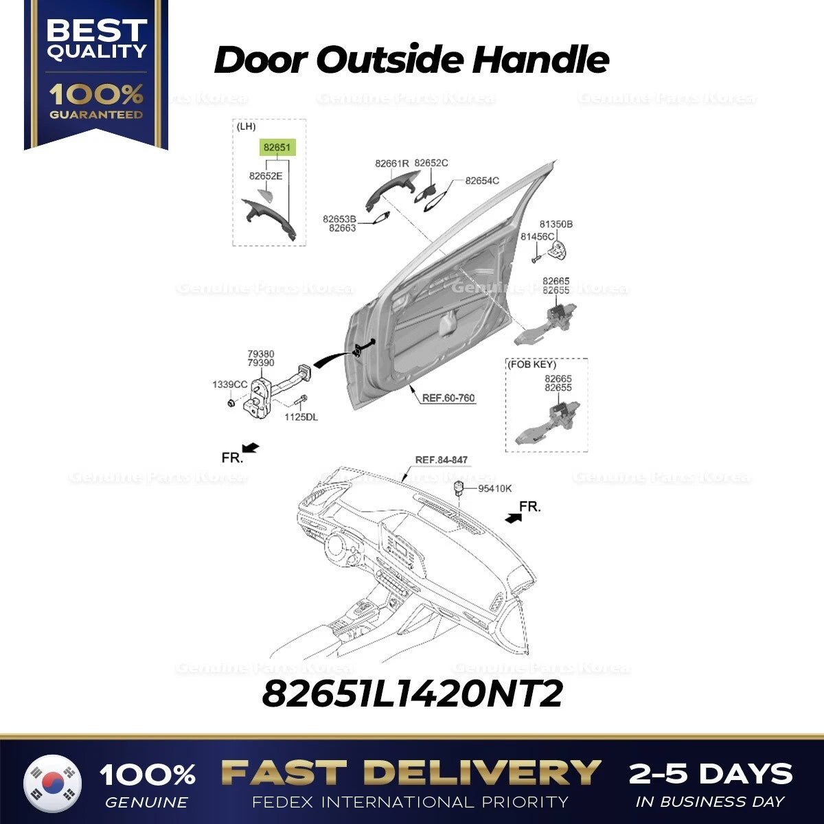 ⭐Genuine⭐ Door Outside Handle 82651L1420NT2 for Hyundai Sonata