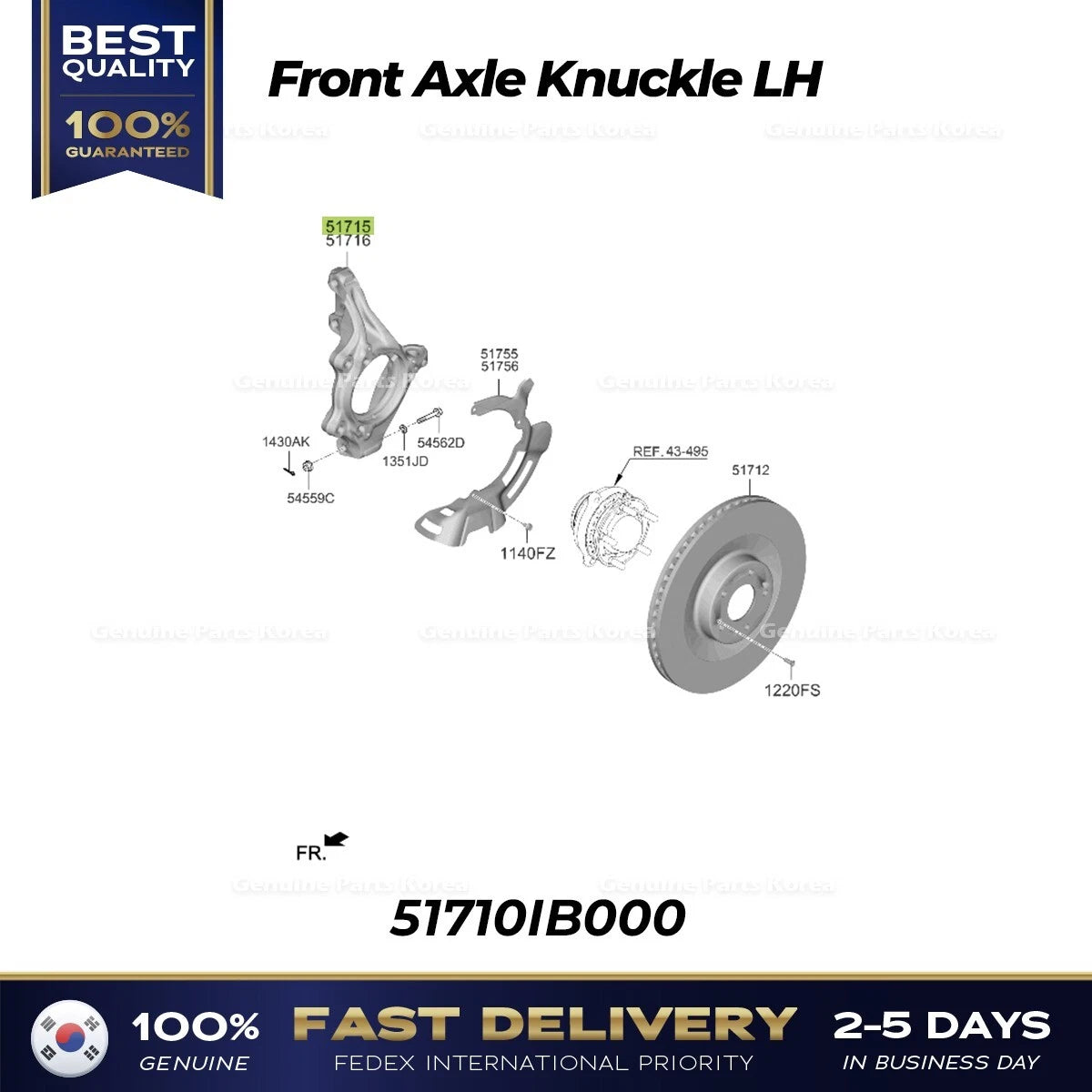 ⭐Genuine⭐ Front Axle Knuckle LH 51710IB000 for Hyundai Elantra N