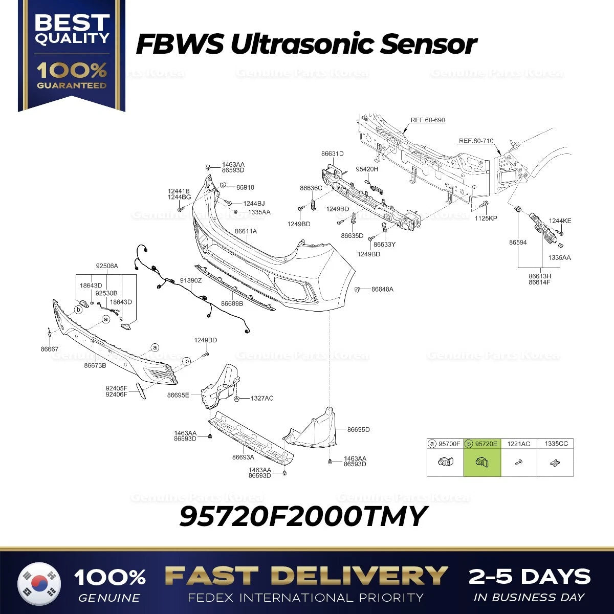 ⭐Genuine⭐ FBWS Ultrasonic Sensor 95720F2000TMY for Hyundai Ioniq