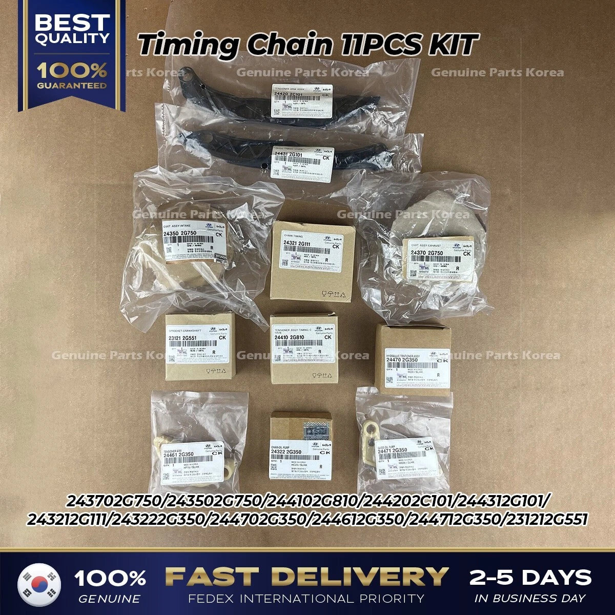 ⭐Genuine⭐ Timing Chain 11PCS KIT for Hyundai Sonata Santa Fe Tuscon