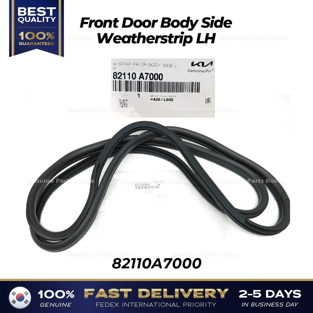 ⭐Genuine⭐ Front Door Body Side Weatherstrip LH 82110A7000 for Kia Forte