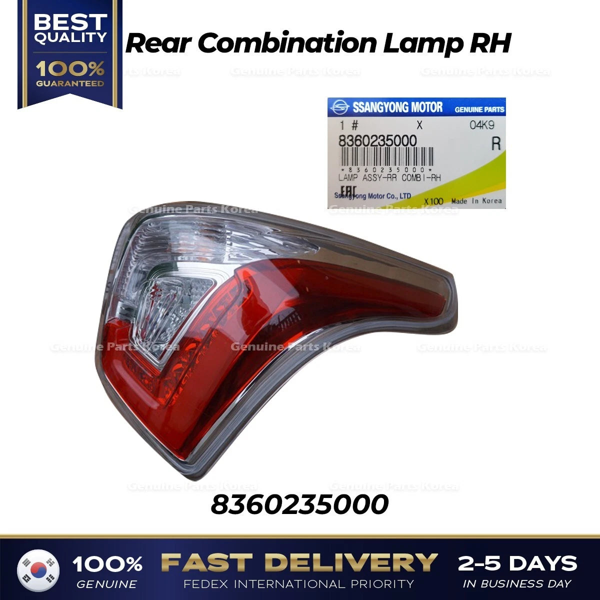 ⭐Genuine⭐ Rear Combination Lamp RH 8360235000 for Ssangyong Tivoli