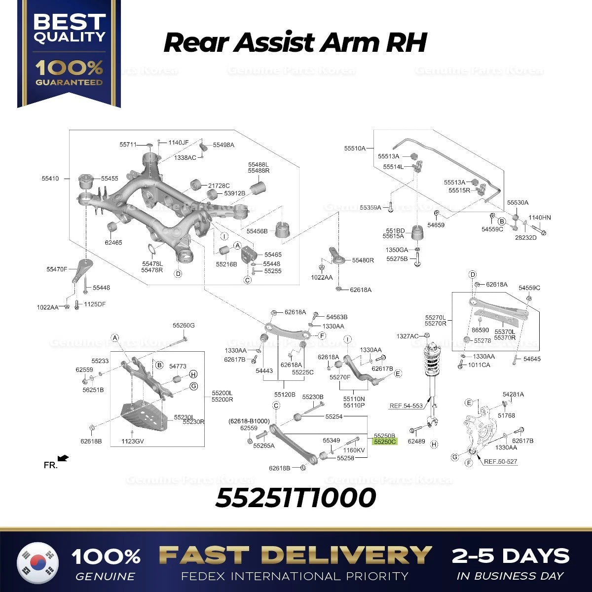 ⭐Genuine⭐ Rear Assist Arm RH 55251T1000 for Hyundai Genesis G80 G90