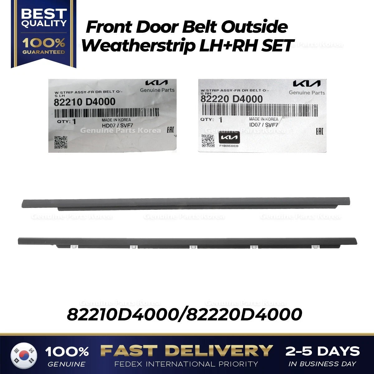 ⭐Genuine⭐ Front Door Belt Outside Weatherstrip LH+RH SET for Kia Optima