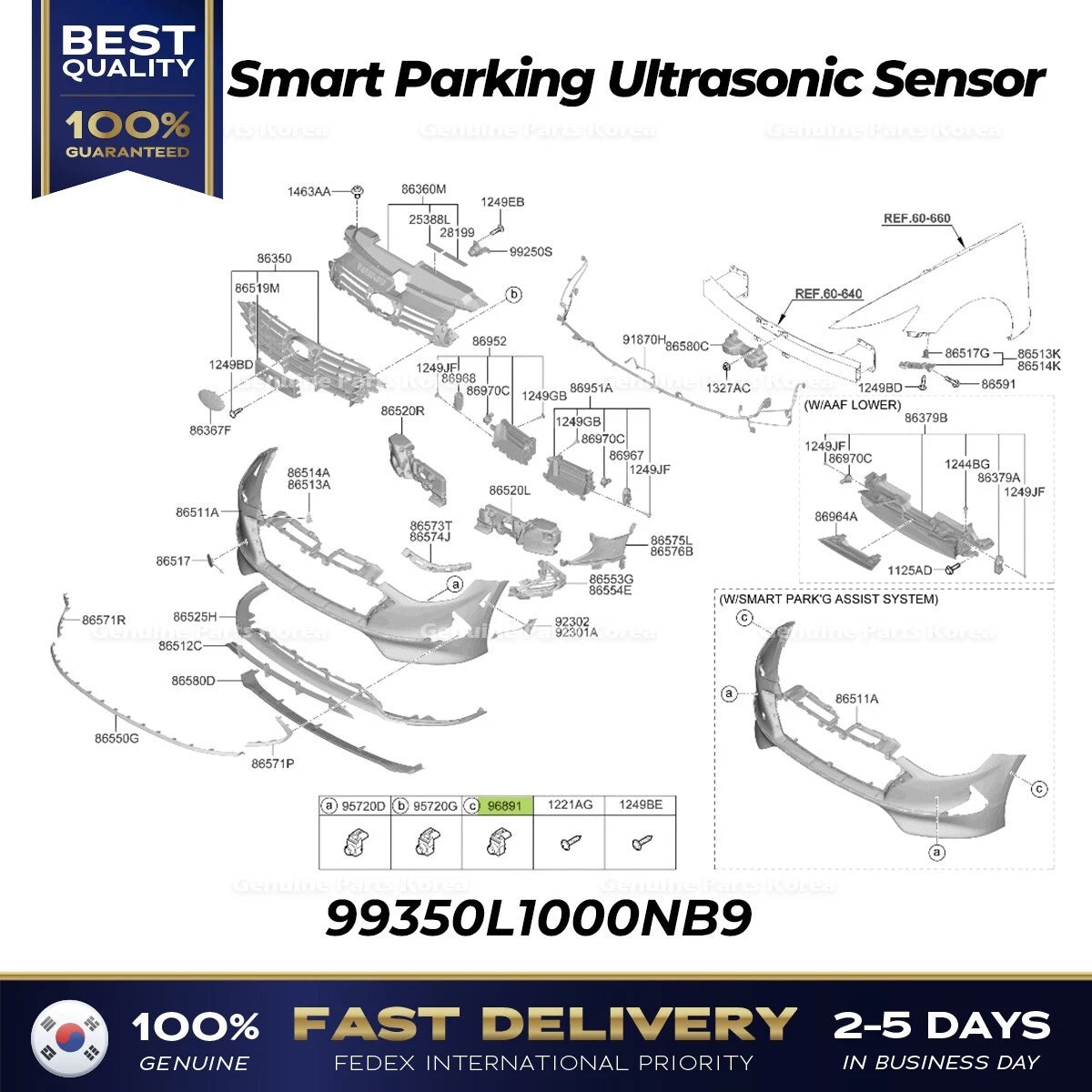 ⭐Genuine⭐ Smart Parking Ultrasonic Sensor 99350L1000NB9 for Hyundai Sonata