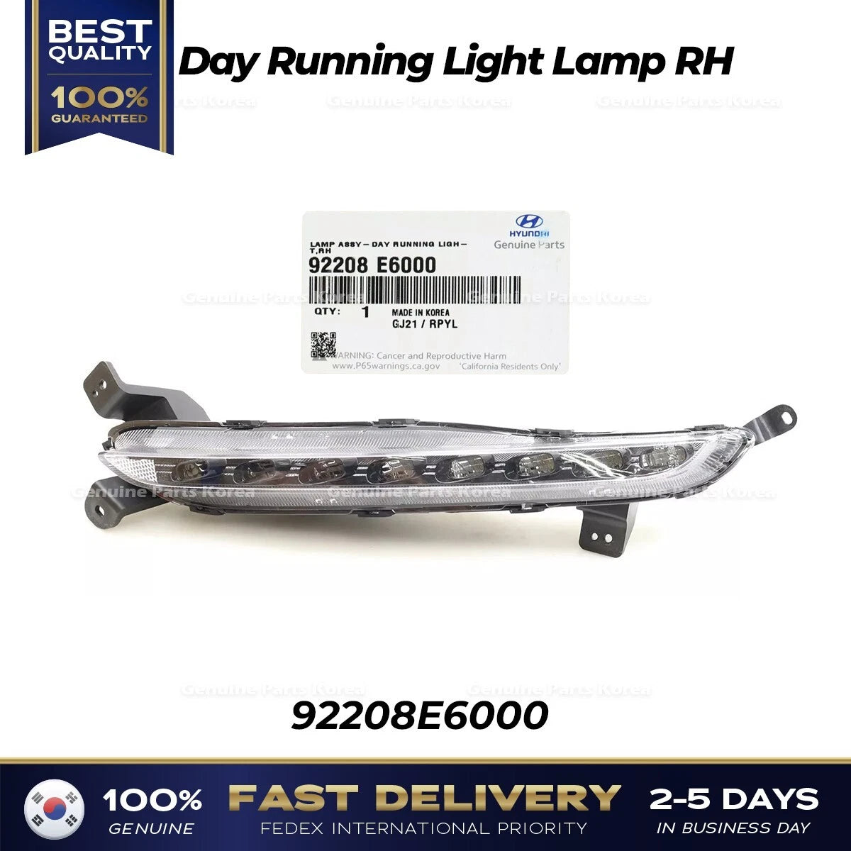 ⭐Genuine⭐ Day Running Light Lamp RH 92208E6000 for Hyundai Sonata Hybrid