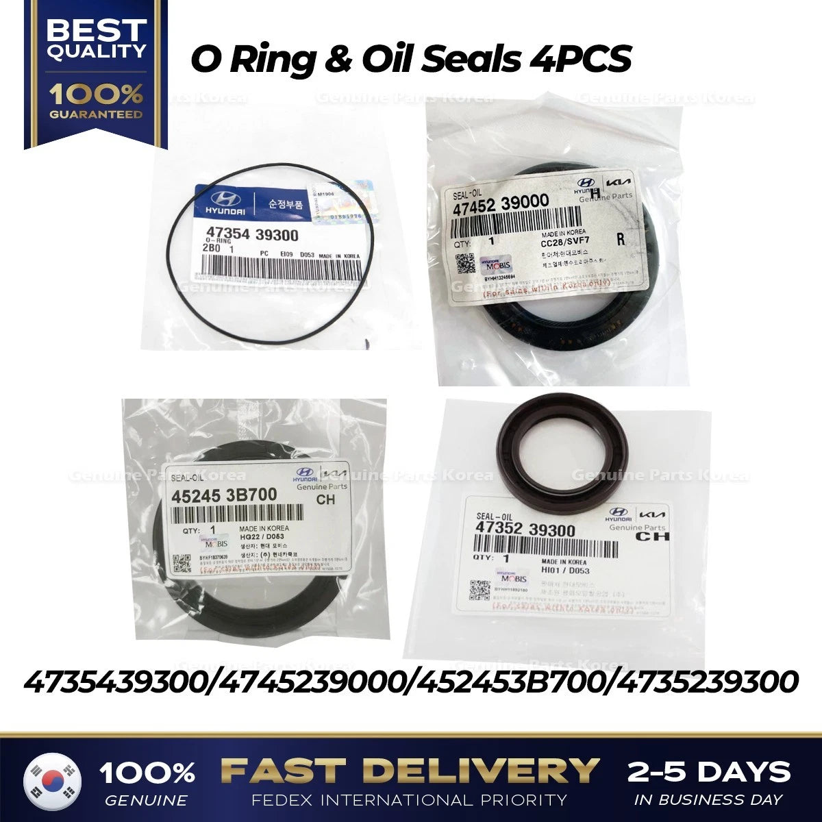 ⭐Genuine⭐ O Ring & Oil Seals 4PCS for Hyundai Kia
