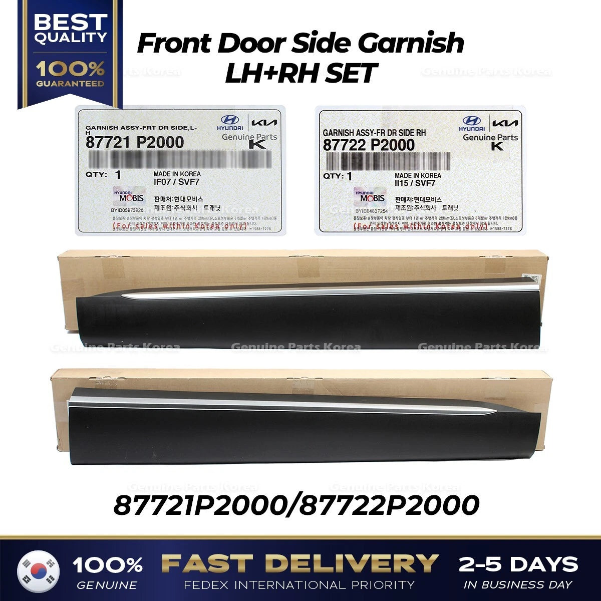 ⭐Genuine⭐ Front Door Side Garnish LH RH 87721P2000 87722P2000 for Kia Sorento