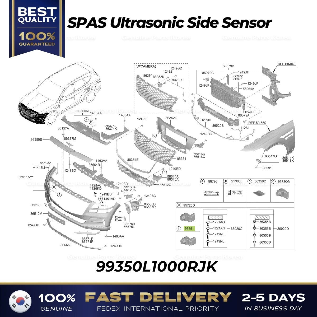 ⭐Genuine⭐ SPAS Ultrasonic Side Sensor 99350L1000RJK for Hyundai Genesis GV70