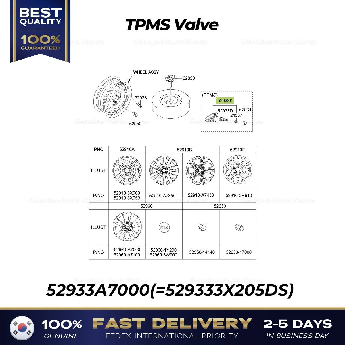 ⭐Genuine⭐ TPMS Valve 52933A7000 for Kia Forte