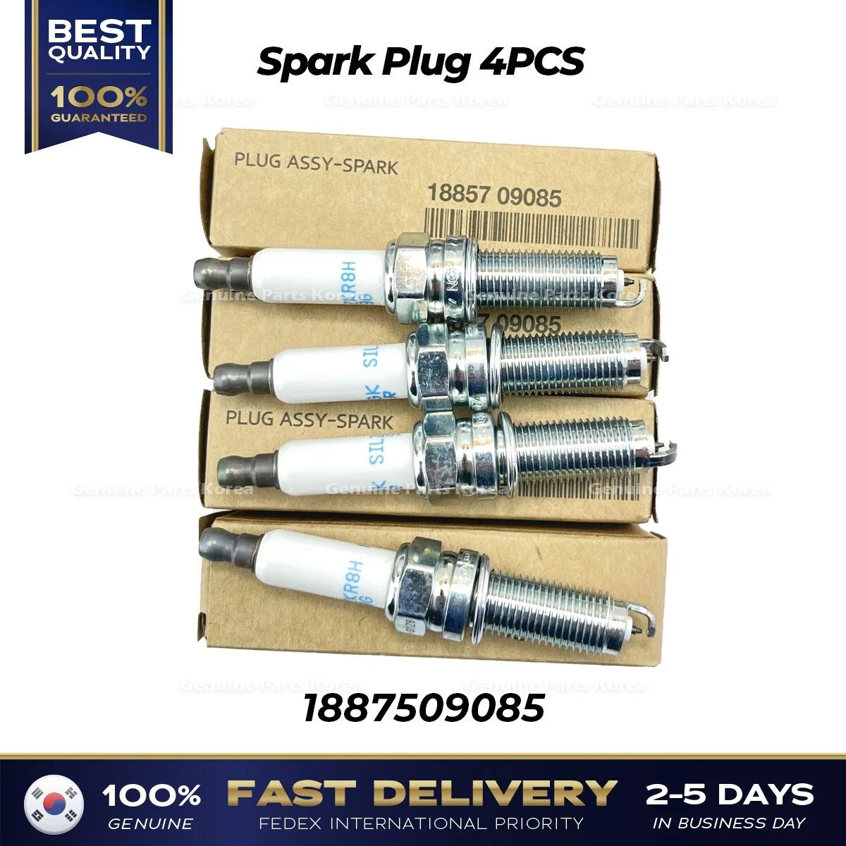 ⭐Genuine⭐ Spark Plug 4PCS 1887509085 for Hyundai Genesis G80 Santa Fe Kia K5