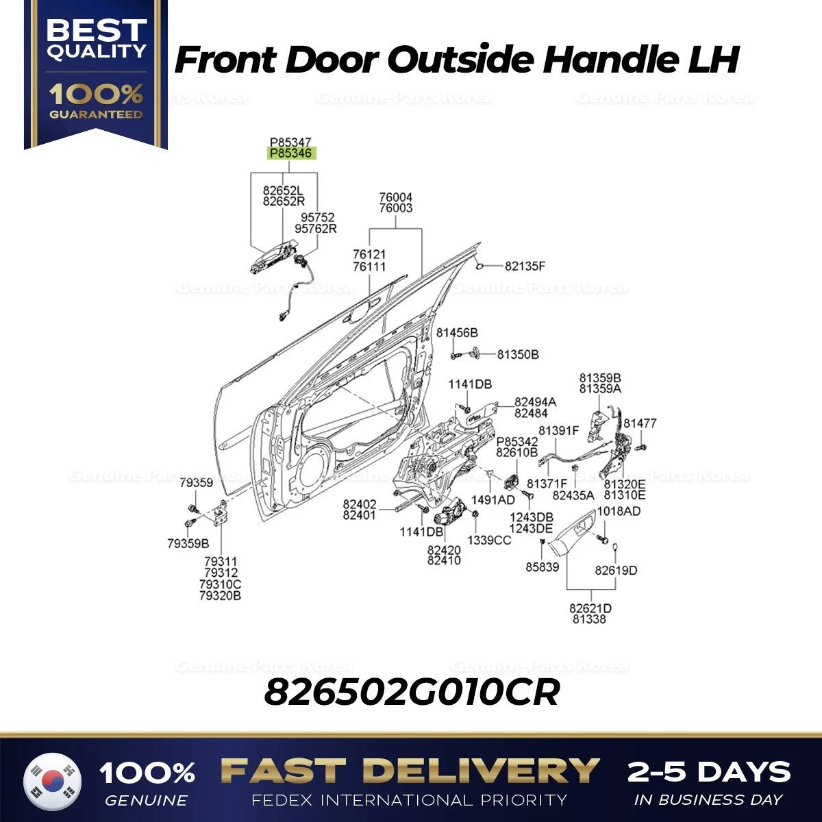 ⭐Genuine⭐ Front Door Outside Handle LH 826502G010CR for Kia Optima