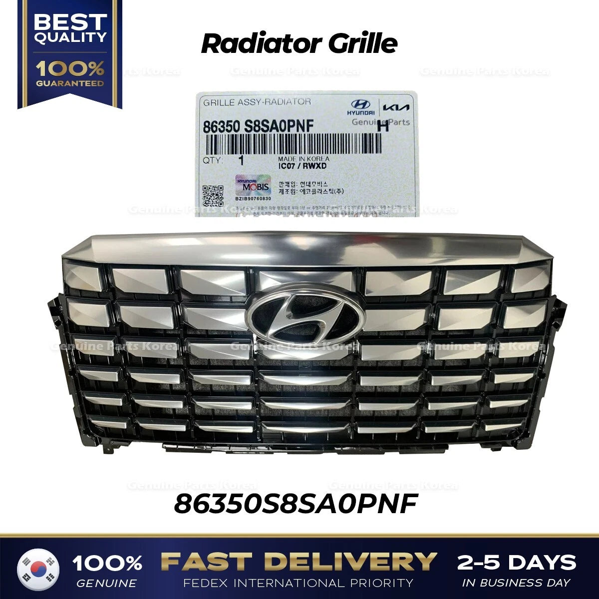 ⭐Genuine⭐ Radiator Grille 86350S8SA0PNF for Hyundai Palisade