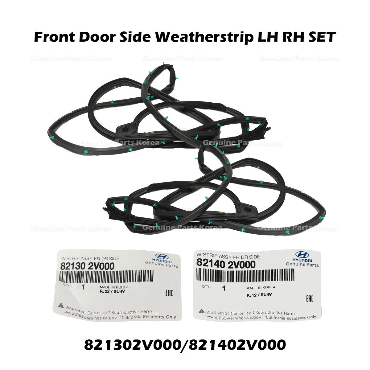 ⭐Genuine⭐ Front Door Side Weatherstrip LH RH SET for Hyundai Veloster
