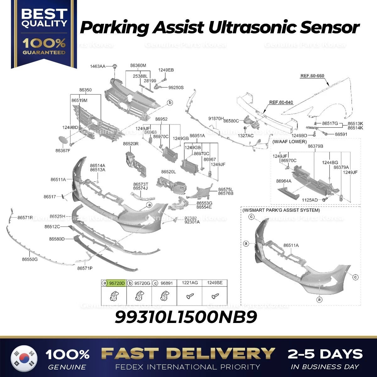 ⭐Genuine⭐ Parking Assist Ultrasonic Sensor 99310L1500NB9 for Hyundai Sonata