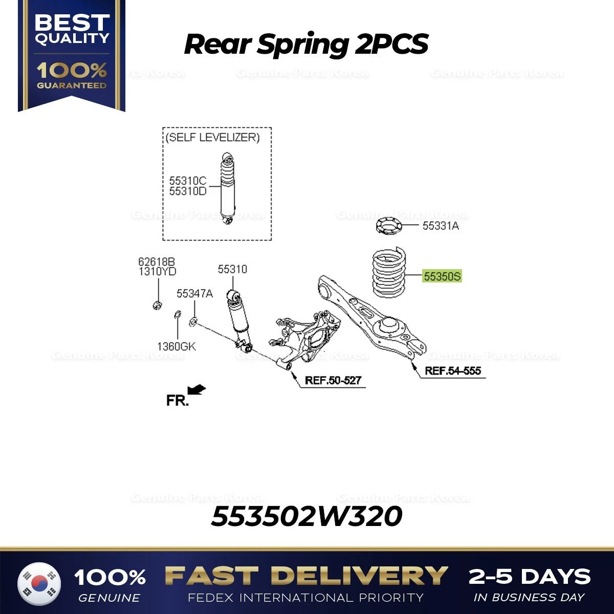 ⭐Genuine⭐ Rear Spring 2PCS 553502W320 for Hyundai Santa Fe