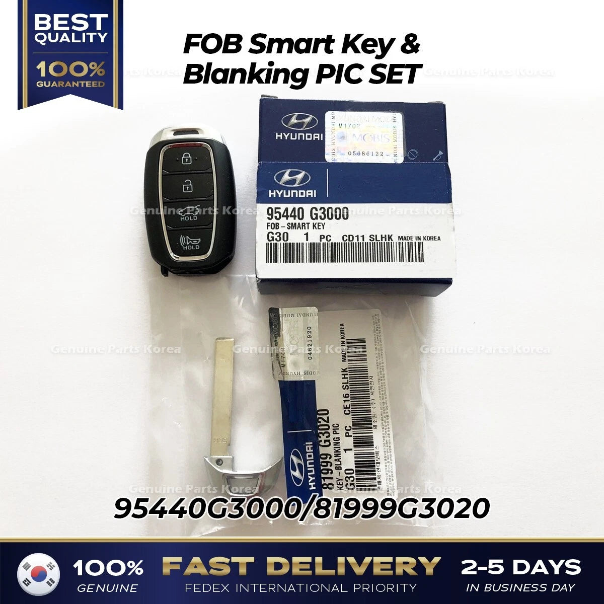 ⭐Genuine⭐ FOB Smart Key & Blanking PIC SET 95440G3000 for Hyundai Elantra GT