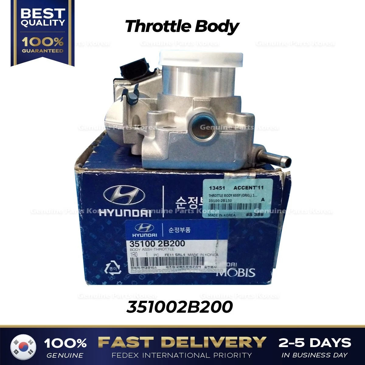 ⭐Genuine⭐ Throttle Body 351002B200 for Hyundai Accent Kia Rio