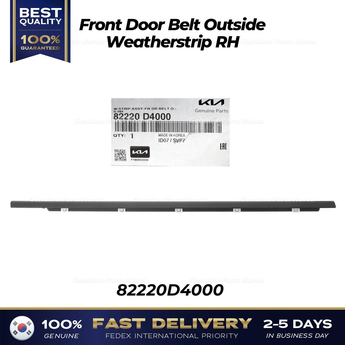 ⭐Genuine⭐ Front Door Belt Outside Weatherstrip RH 82220D4000 for Kia Optima