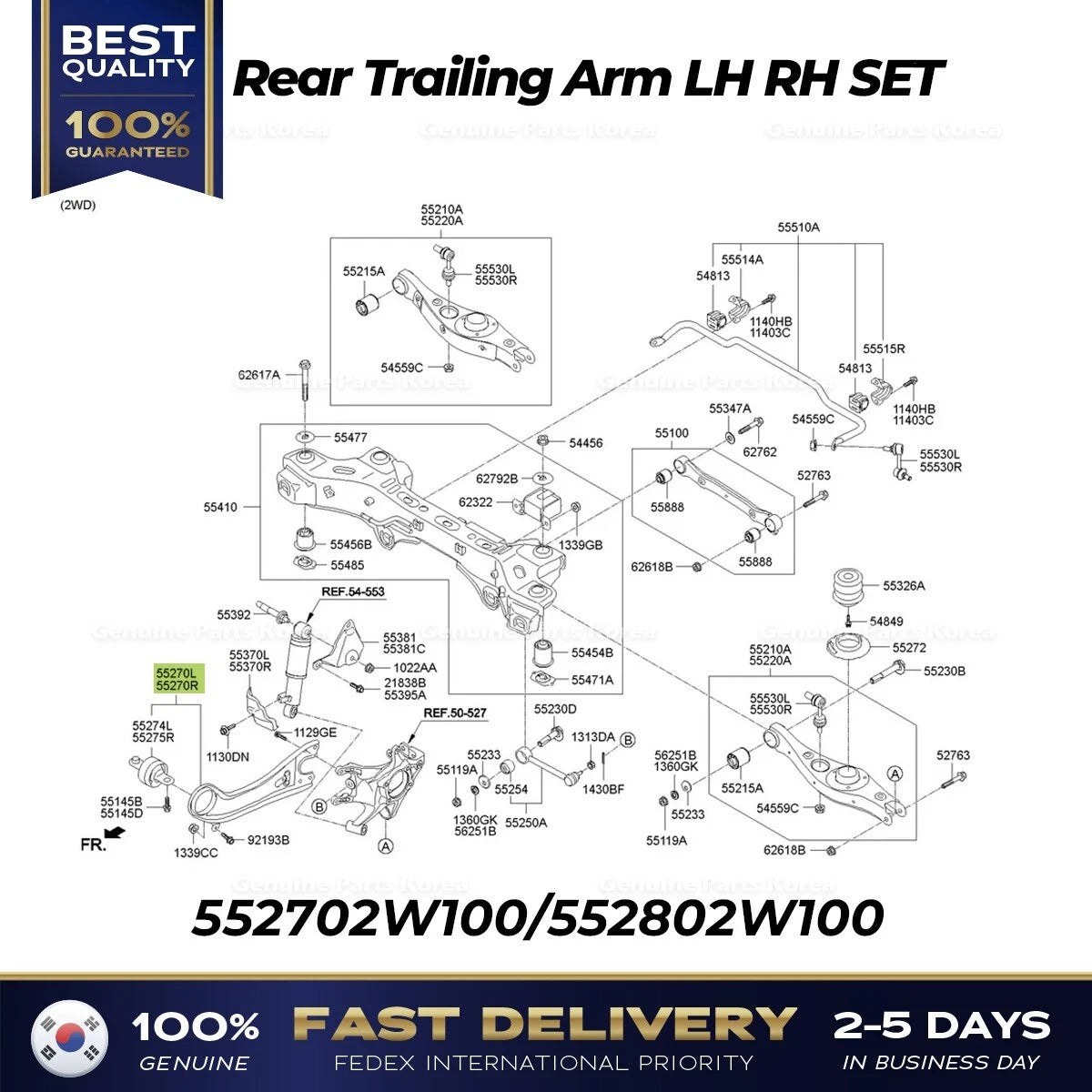 ⭐Genuine⭐ Rear Trailing Arm LH RH SET for Hyundai Santa Fe