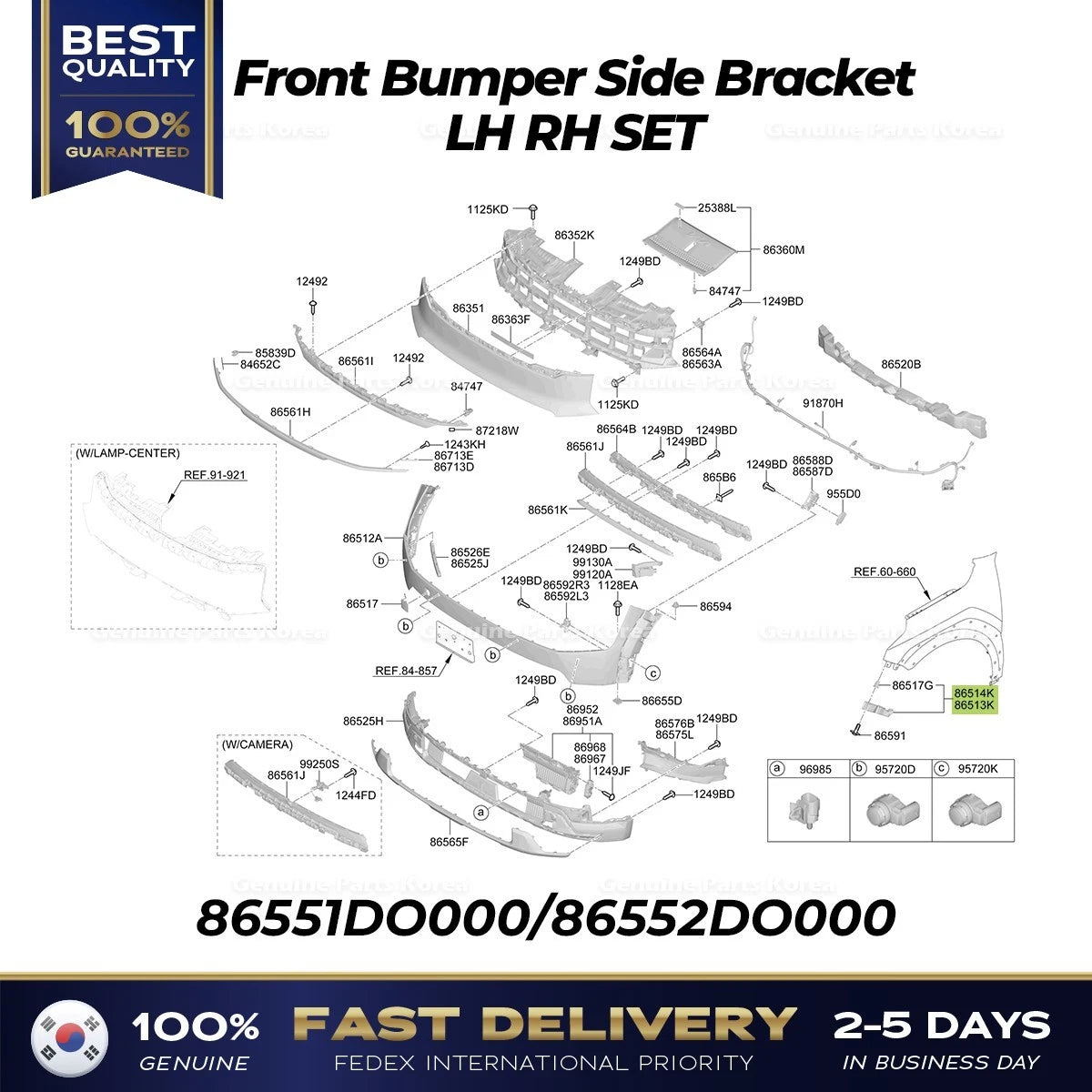 ⭐Genuine⭐ Front Bumper Side Bracket LH RH SET 86551DO000 86552DO000 for Kia EV9