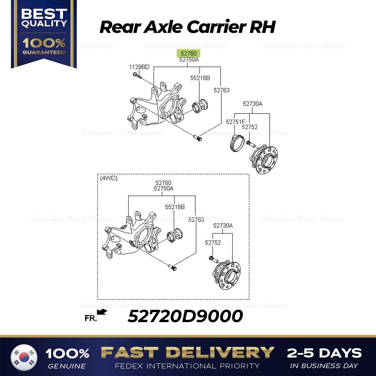 ⭐Genuine⭐ Rear Axle Carrier RH 52720D9000 for Kia Sportage