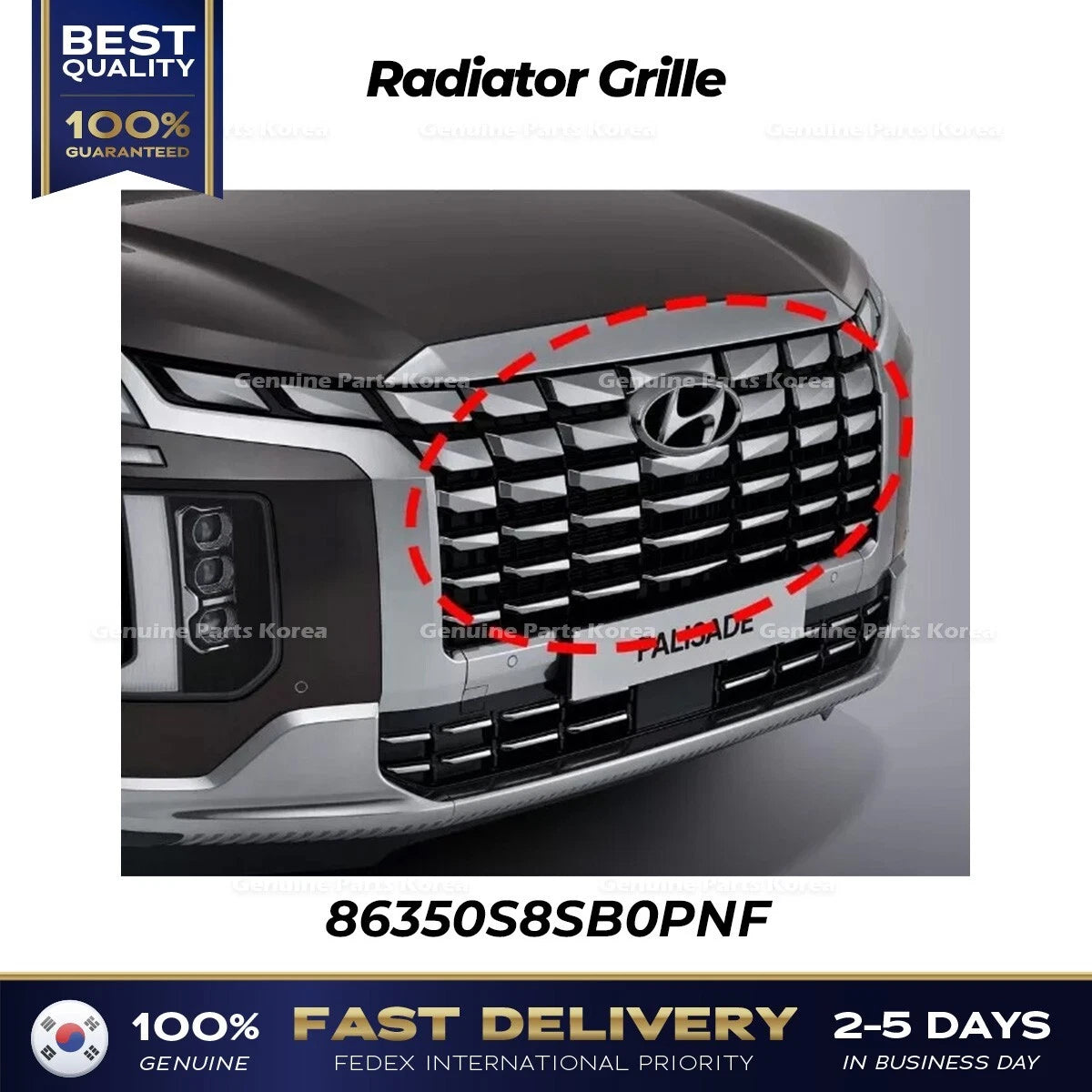 ⭐Genuine⭐ Radiator Grille 86350S8SB0PNF for Hyundai Palisade