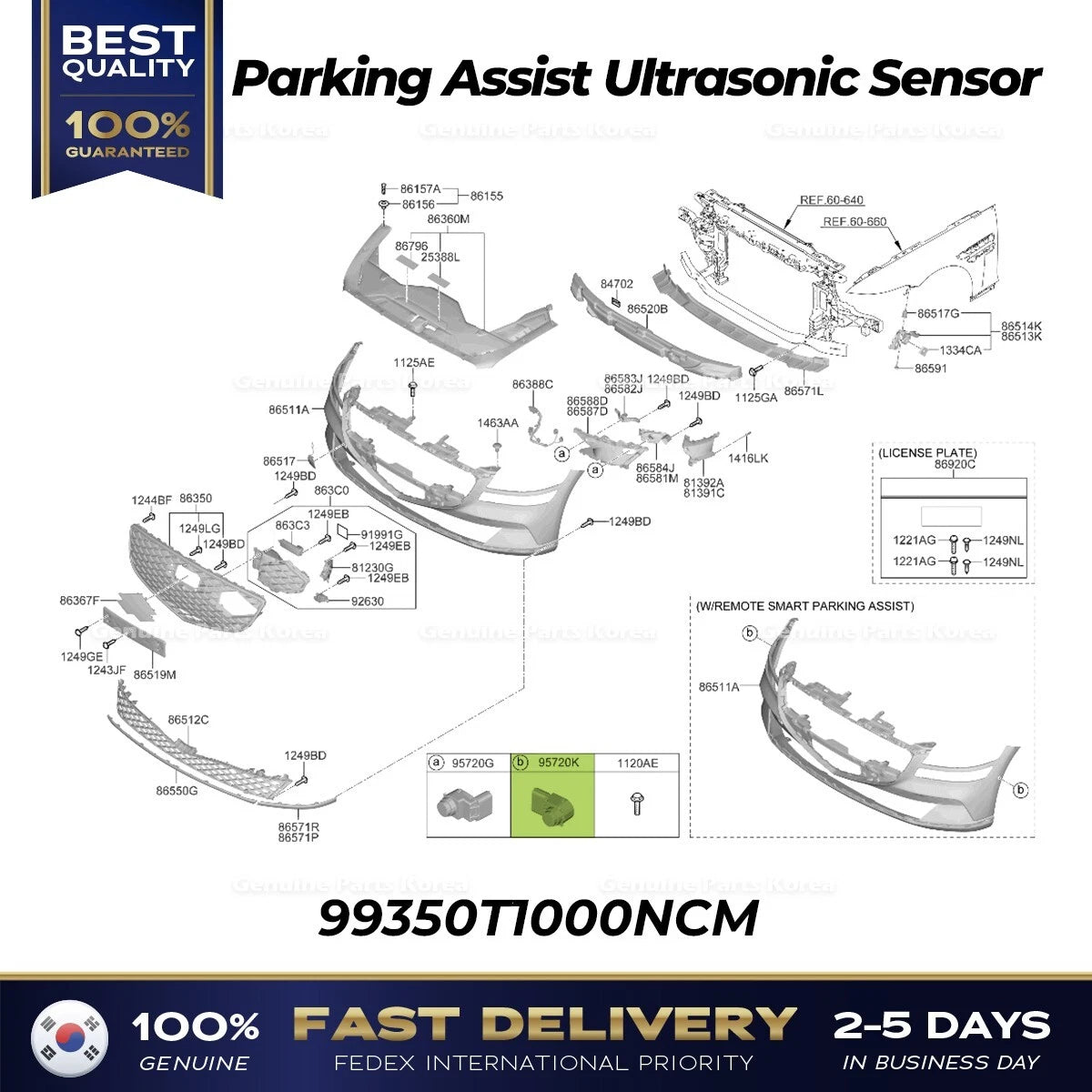 ⭐Genuine⭐ Parking Assist Ultrasonic Sensor 99350T1000NCM for Genesis G80