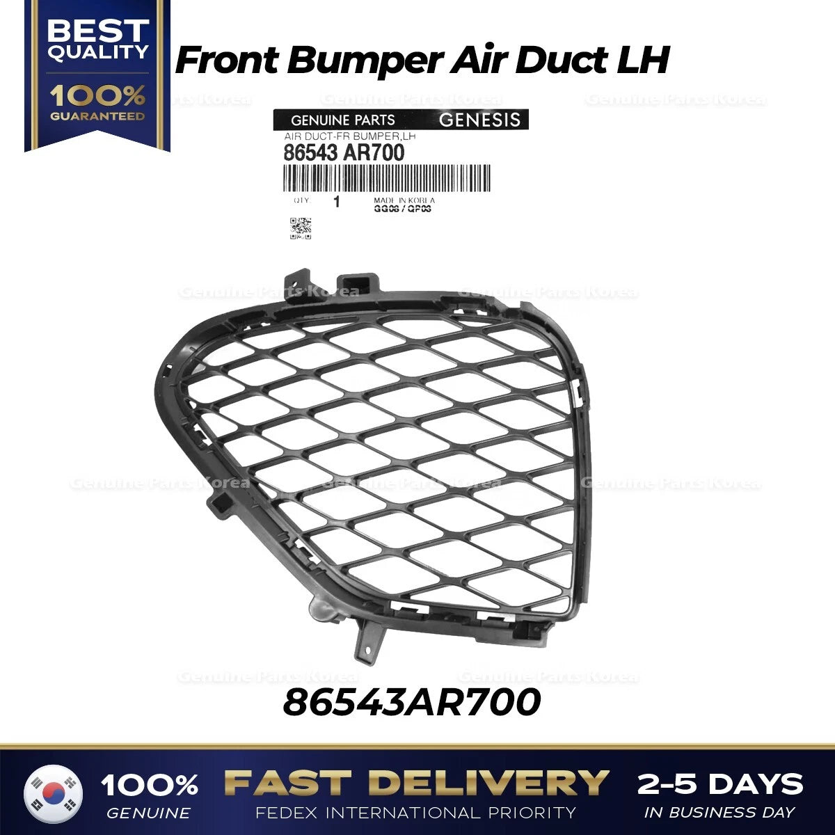 ⭐Genuine⭐ Front Bumper Air Duct LH 86543AR700 for Hyundai Genesis GV70