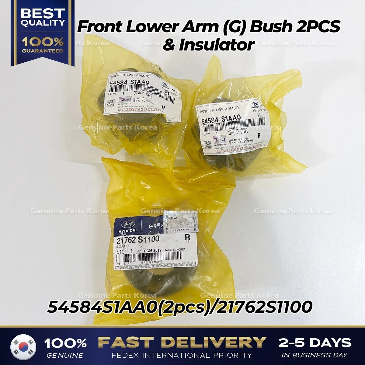 ⭐Genuine⭐ Front Lower Arm (G) Bush 2PCS & Insulator for Hyundai Santa Fe