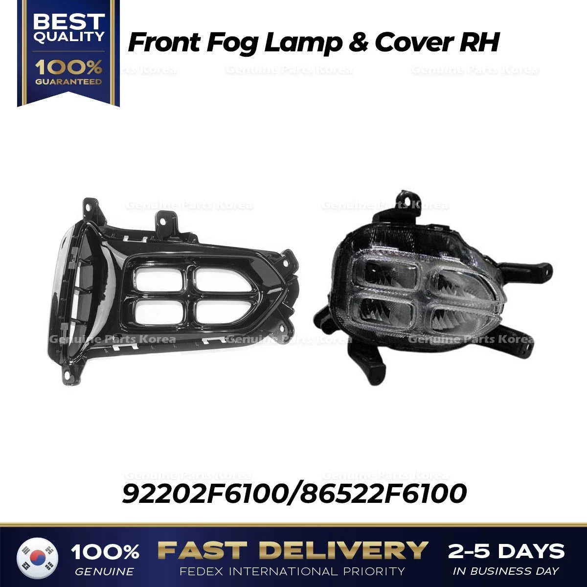 ⭐Genuine⭐ Front Fog Lamp & Cover RH 92202F6100 86522F6100 for Kia K7