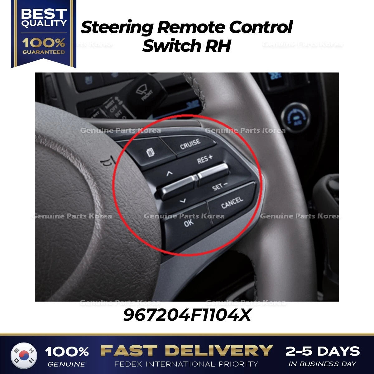 ⭐Genuine⭐ Steering Remote Control Switch RH 967204F1104X for Hyundai Porter II