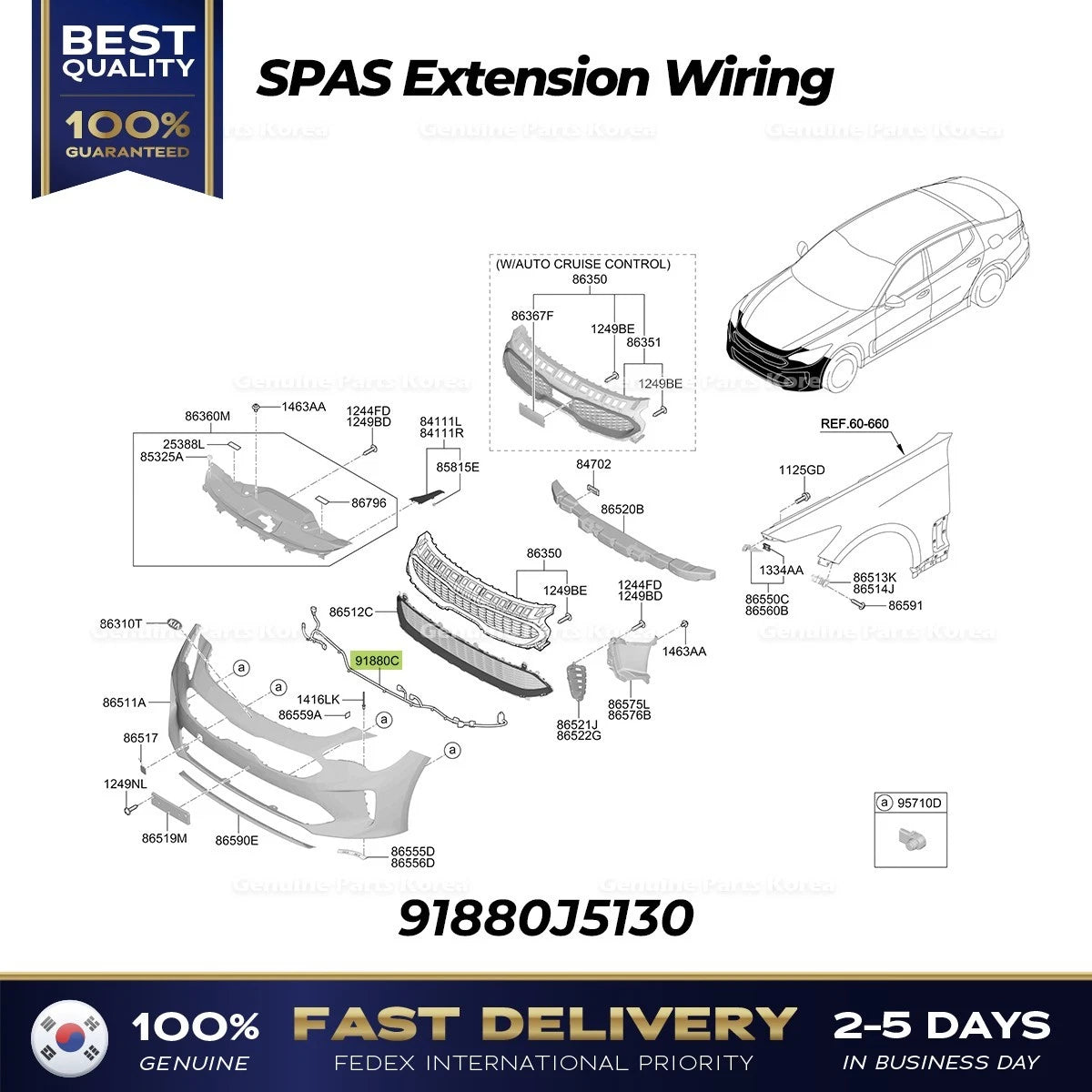 ⭐Genuine⭐ SPAS Extension Wiring 91880J5130 for Kia Stinger