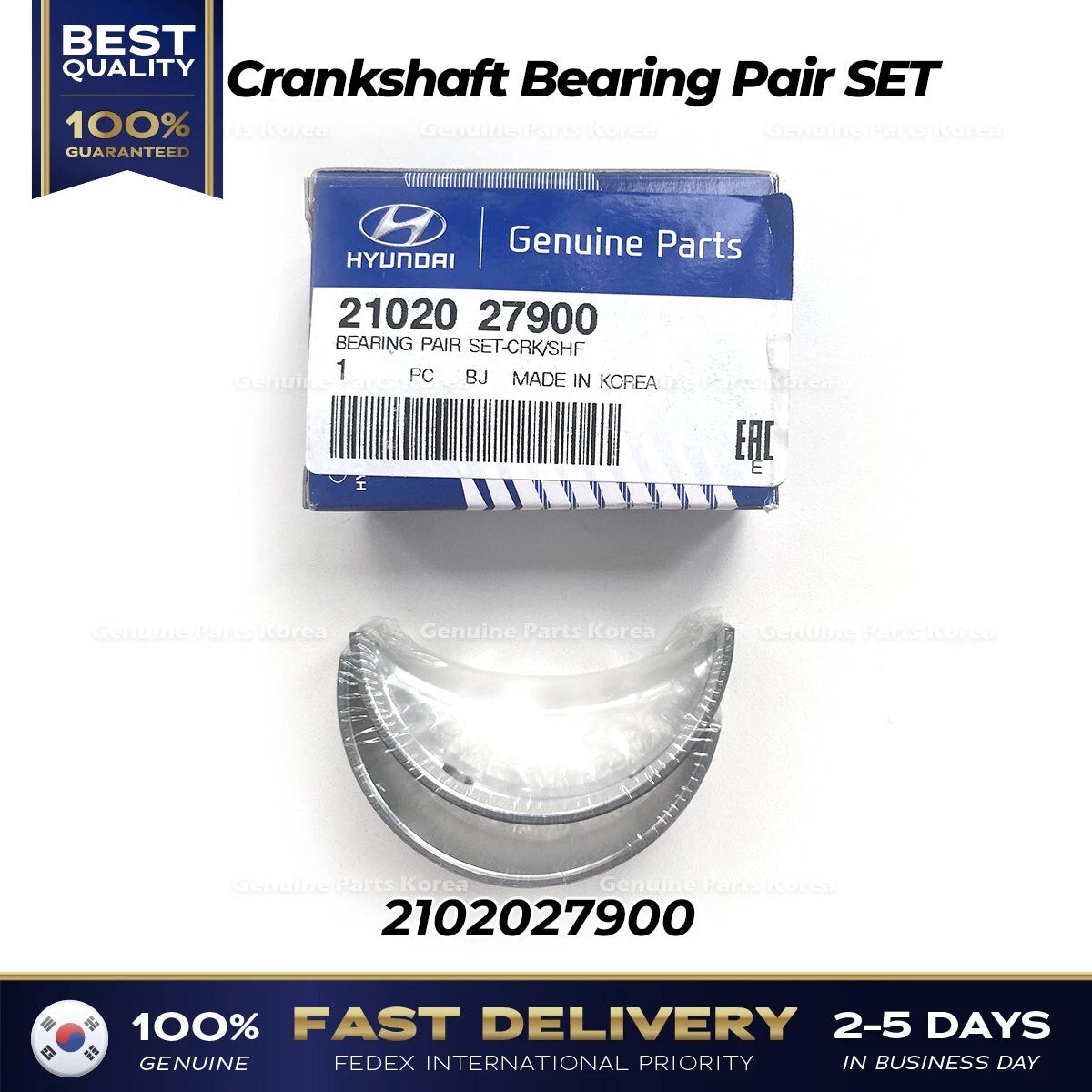 ⭐Genuine⭐ Crankshaft Bearing Pair SET 2102027900 for Hyundai Accent Sonata