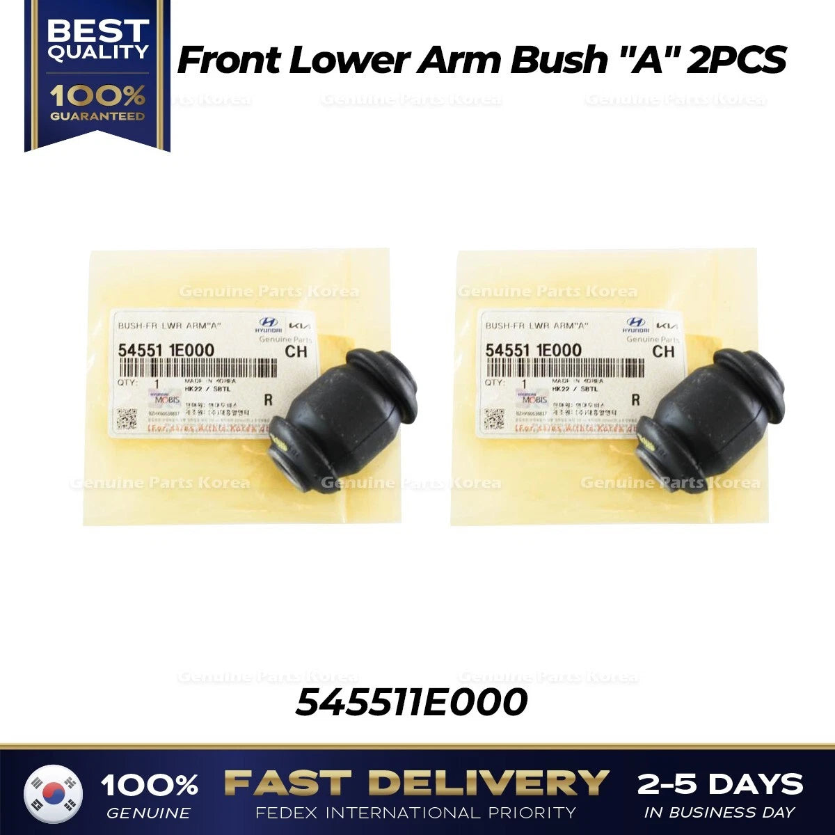 ⭐Genuine⭐ Front Lower Arm Bush "A" 2PCS 545511E000 for Hyundai Accent Kia Rio