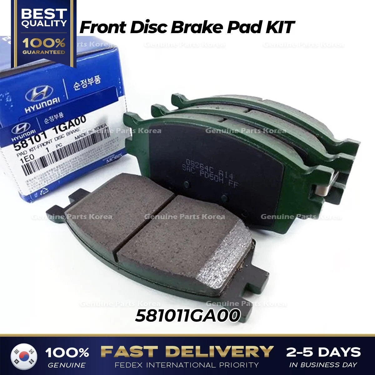 ⭐Genuine⭐ Front Disc Brake Pad KIT 581011GA00 for Hyundai Accent Kia Rio