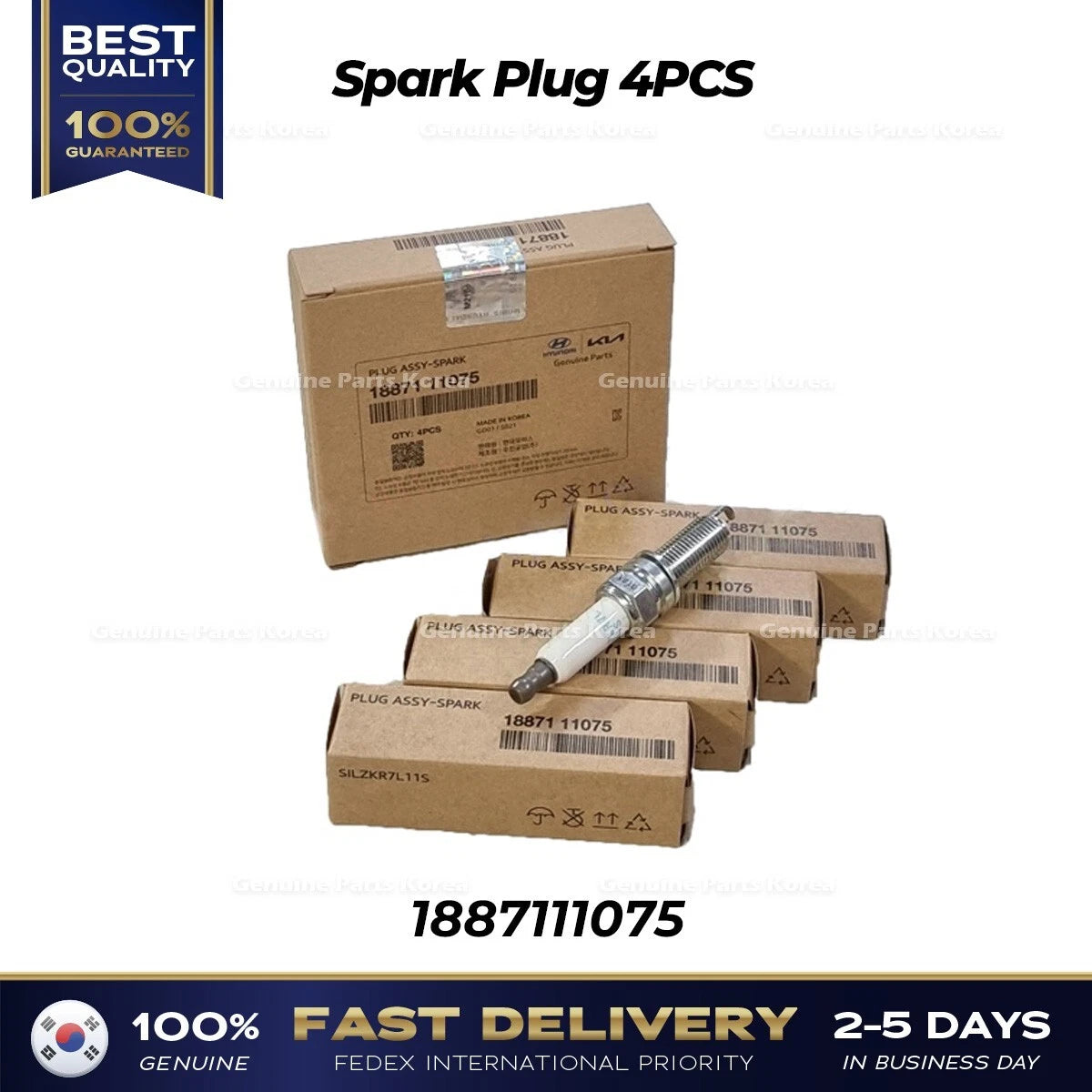 ⭐Genuine⭐ Spark Plug 4PCS 1887111075 for Hyundai Elantra Kona Kia Niro