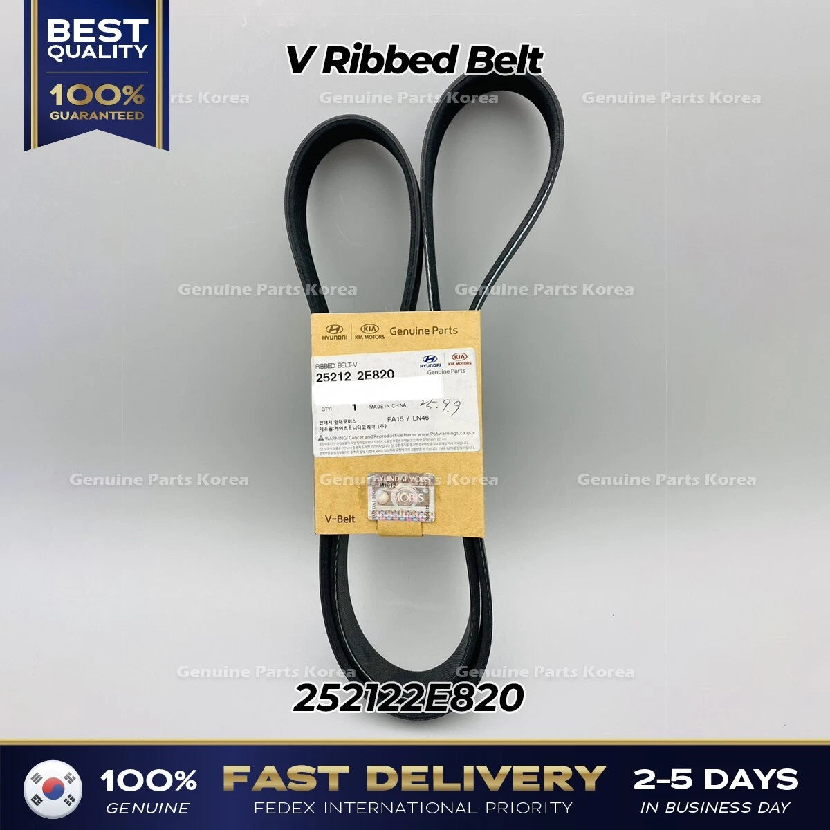 ⭐Genuine⭐ V Ribbed Belt 252122E820 for Hyundai Elantra Kia Forte