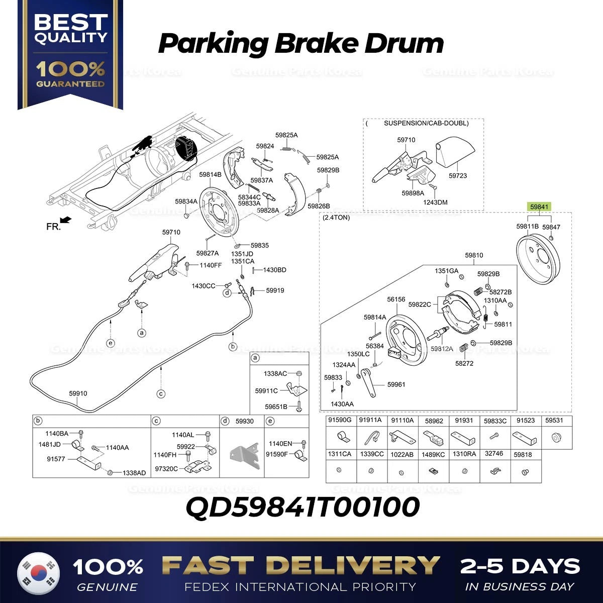 ⭐Genuine⭐ Parking Brake Drum QD59841T00100 for Hyundai Mighty