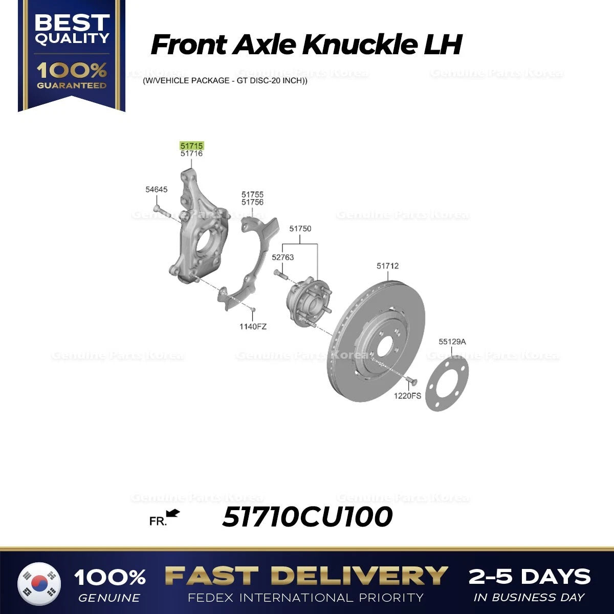 ⭐Genuine⭐ Front Axle Knuckle LH 51710CU100 for Hyundai Genesis GV60 Kia EV6